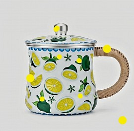 Fine silver enamel citrus mug  £2850 Order number 088