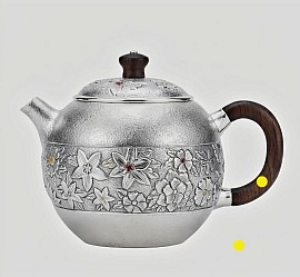 Fine silver handcrafted teapot with intricate carvings £1008 order number 585