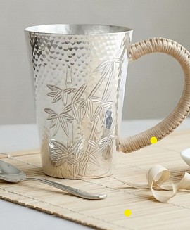 Sterling silver bamboo carved mug £1880 order number 580