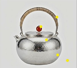 Sterling silver teapot with rattan handle & agate finial £4008 order number 588