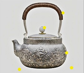 Exquisite sterling silver teapot with intricate relief £4500 order number 508